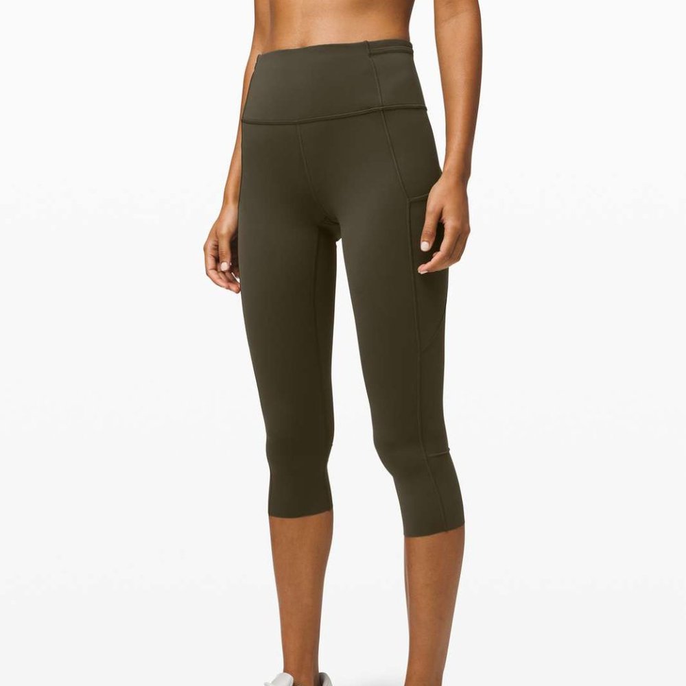 Free shipping: Lululemon Size 4 Fast Free Crop Legging Nulux 19" Dark Olive